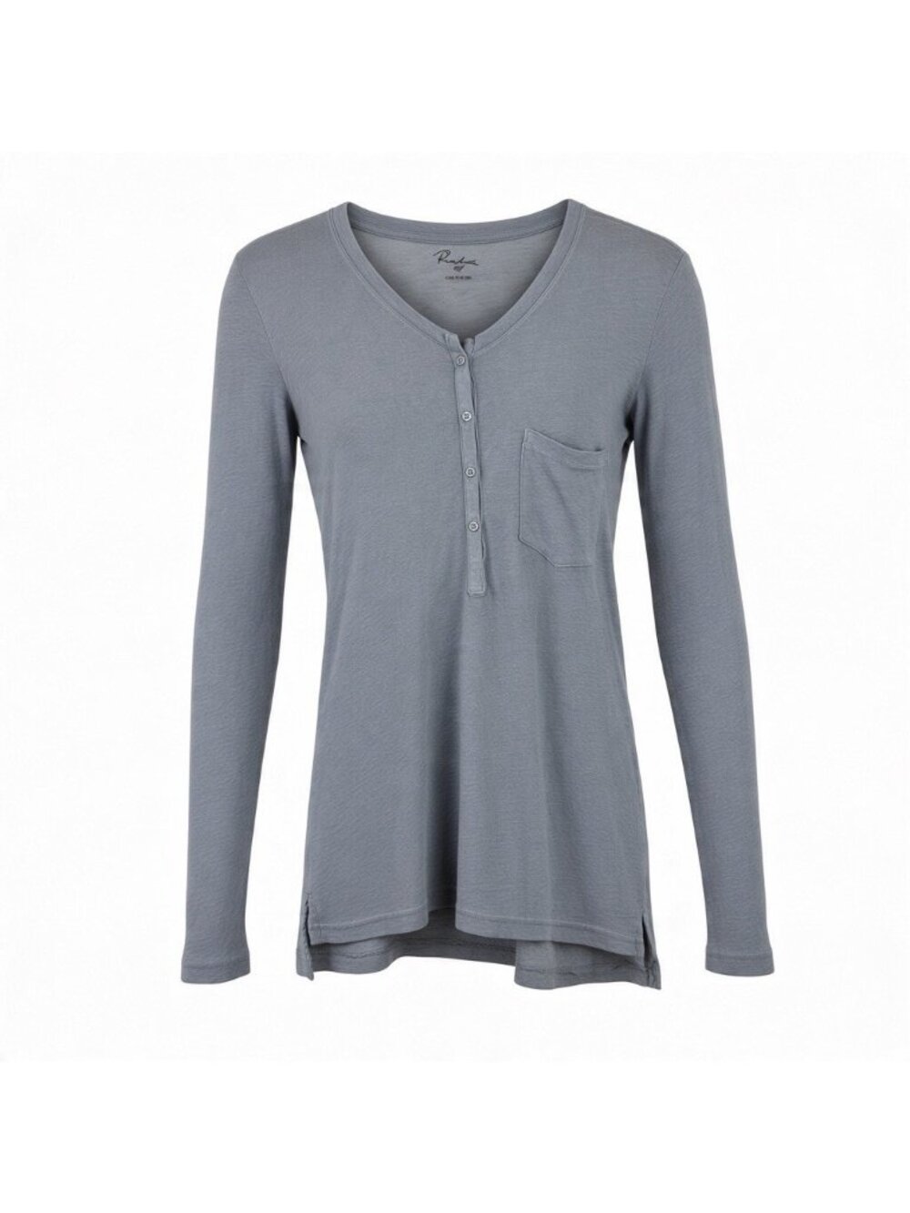Rails Long Sleeve Henley Top XS Gray Marled Spacedye Heathered Semi Sheer